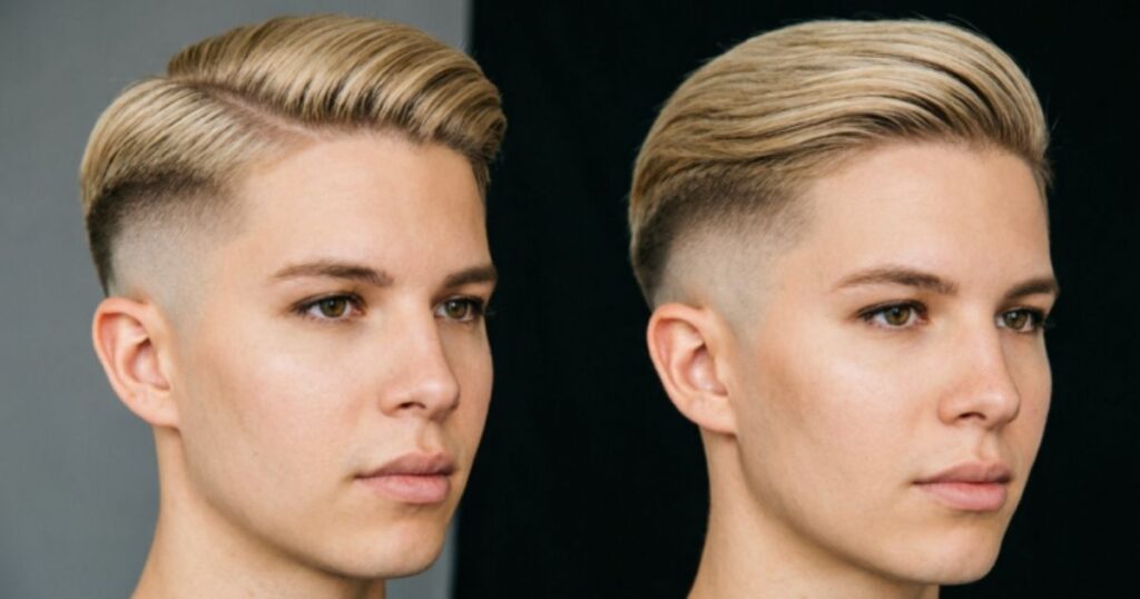 Sleek and Modern Blonde Taper Fade Hairstyle