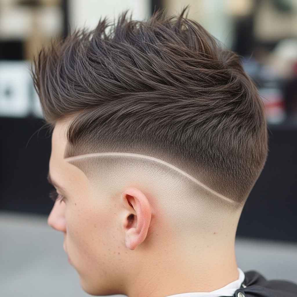 Spiky Hair with Mid Taper Fade